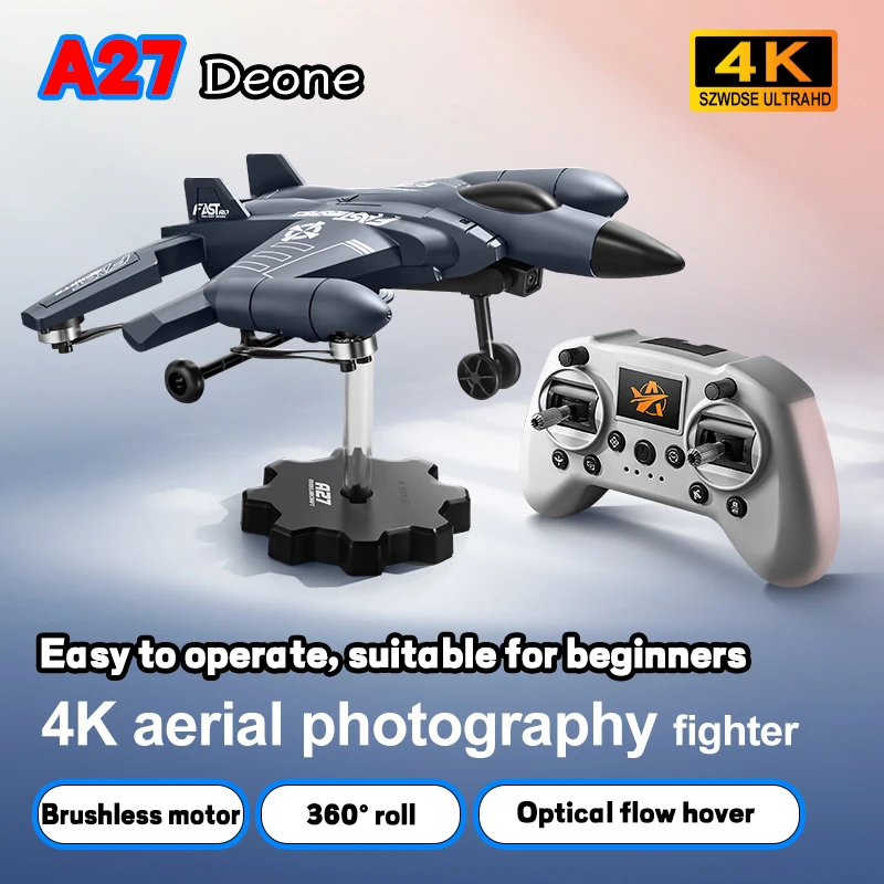 

High -Performance A27 Drone With 4K HD Camera Brushless Remote 360 ° turn Control Fighter Quadcopter Optical Flow RC Fighter Toy