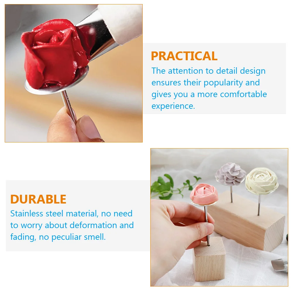 

12Pcs Stainless Steel Cake Flower Nails Decorating Tools for DIY Cupcake Flower Decoration Baking Supplies Cake Decorating Tools