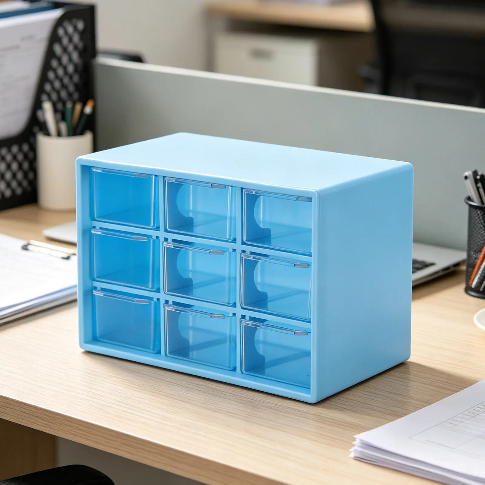 Nine-Compartment Plastic Drawer Storage Box Dustproof Desktop Organizer Makeup Jewelry Office Storage Box Stackable Modular