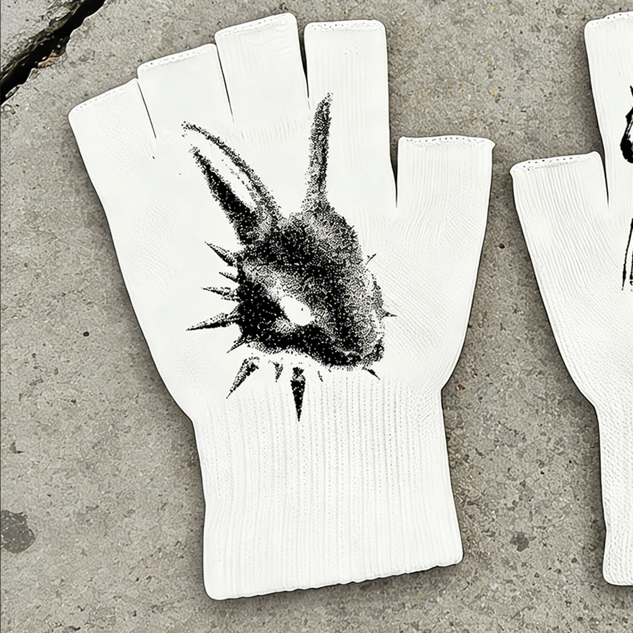 White knitted gloves featuring - Fingerless Glove Knit recension och pris