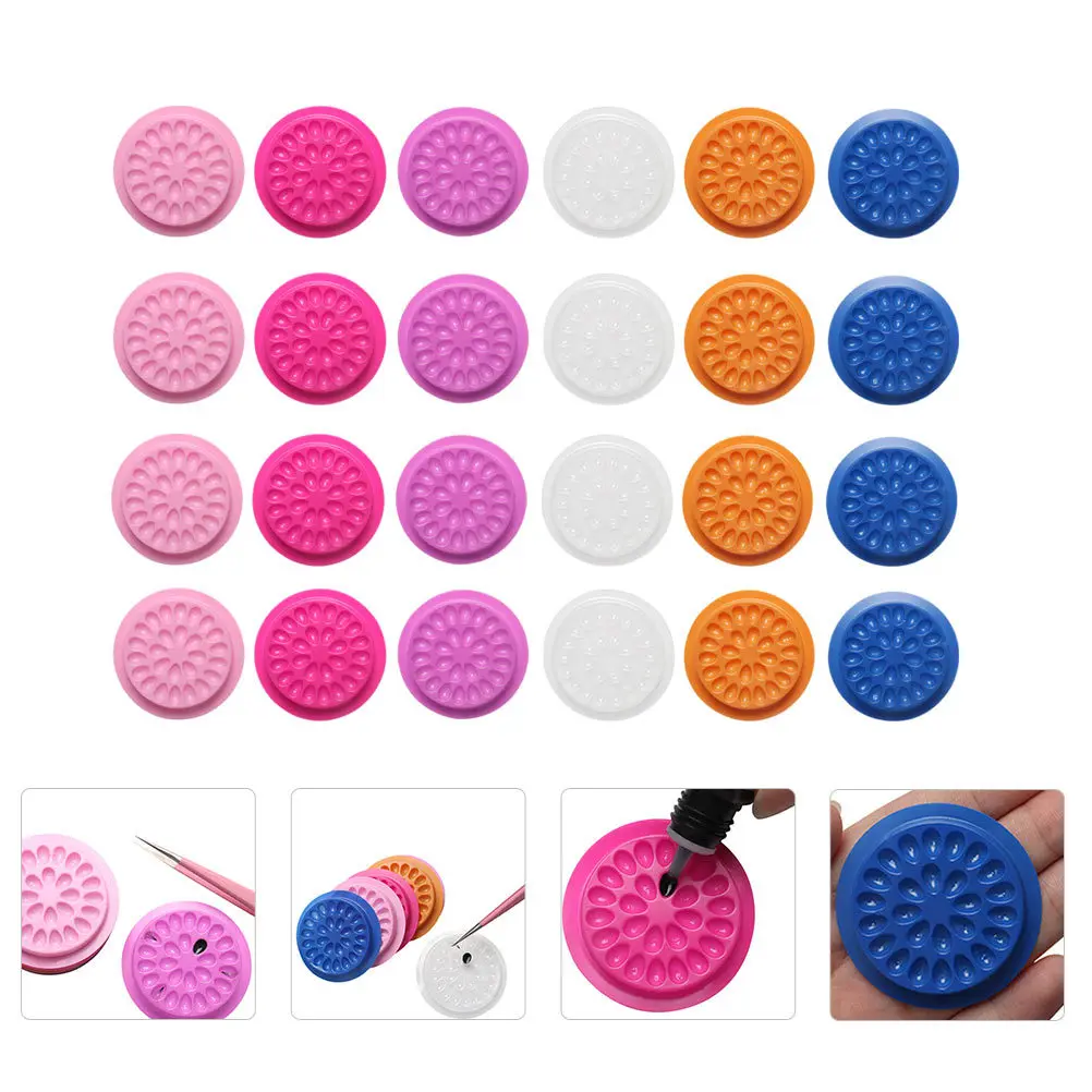 

60Pcs Eyelash Grafting Glue Tray High-Cost Performance Flower Disk Holder Sturdy PVC Material Lash Extension Tool Professional