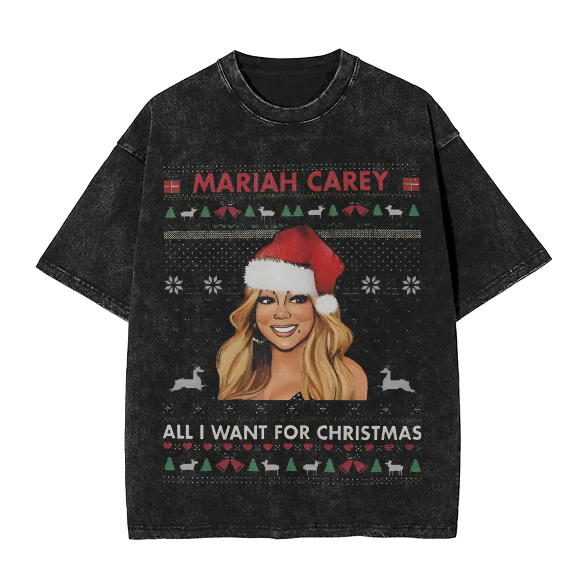 

Mariah Carey Рождественская одежда, стираная футболка для мужчин и женщин, уличная футболка в стиле хип-хоп, футболка с графическим принтом, хлопковая футболка