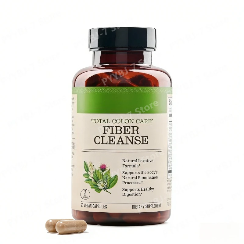 

Fiber Supplement Capsules with Psyllium Prebiotics Digestive Support Formula Gut Health Daily Fiber Intake Vegan 60 Capsules