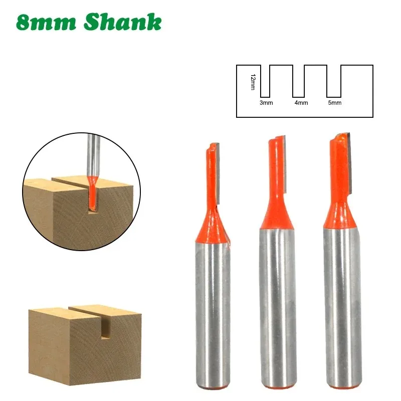 

1PC 8MM Shank Milling Cutter Wood Carving Straight Router Bit Carbide Single Flute Bit Wood Milling Cutter for Woodwork