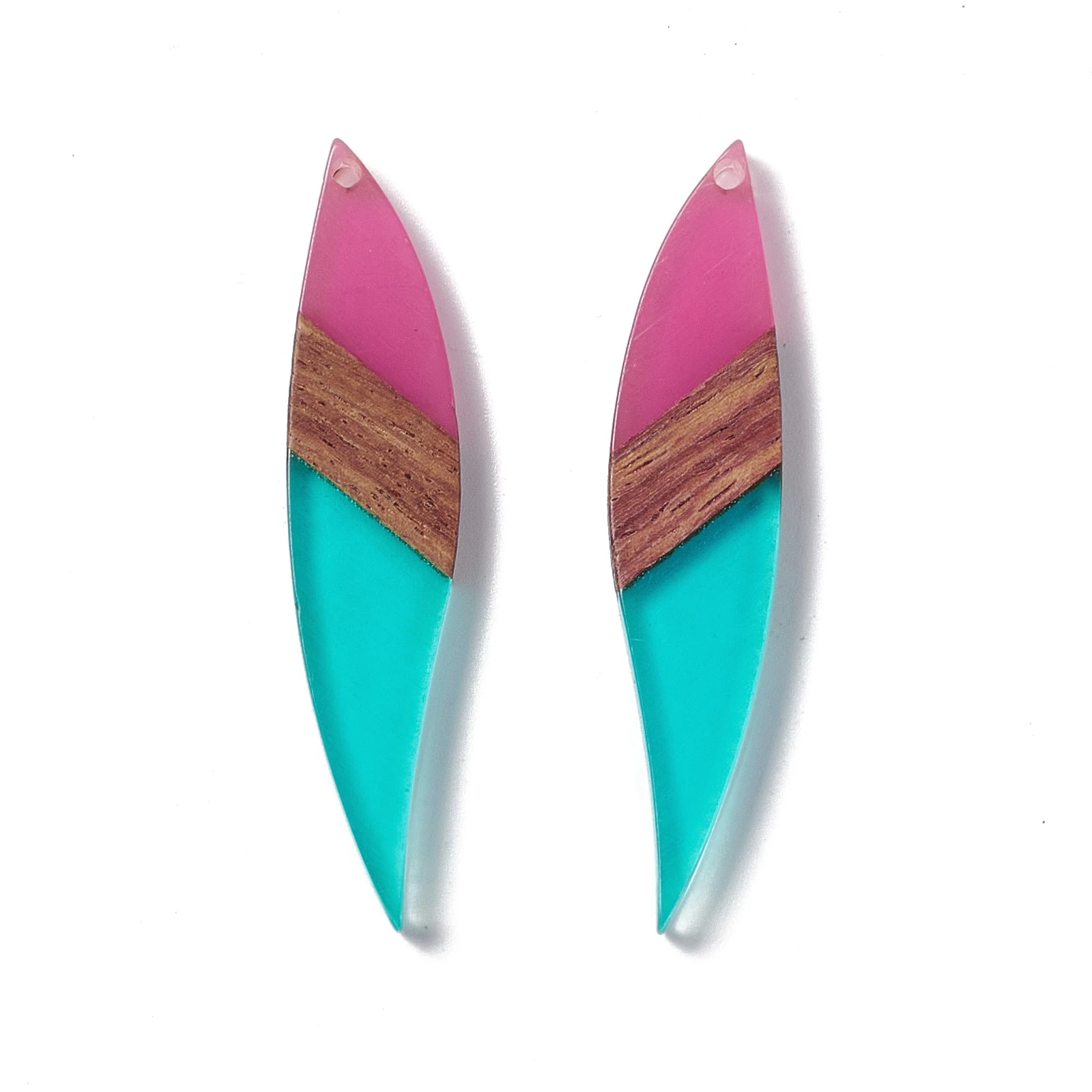 20pcs Splicing Leaf Earring Charms Resin Wood Pendant Bracelet Necklace Connector Accessories Jewelry Making