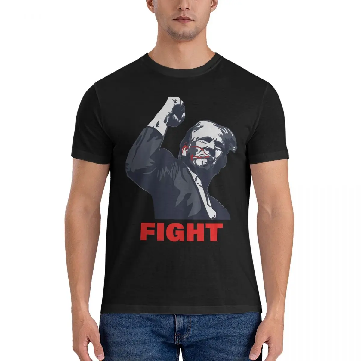 Men Trump Fight Trump Assassination Attempt July 13 2024 T Shirt Donald Trump Pure Cotton Tops Creative O Neck Tee Party T-Shirt