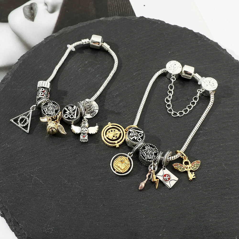 Little Thief Beaded Bracelet Envelope, Triangle Relic Charm Bracelet Metal DIY Beads Universal Bracelet
