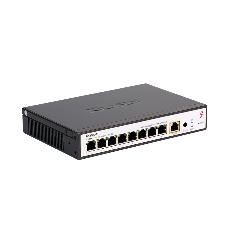 XikeStor 8 Ports 10G RJ45 L3 Managed Switch with Fan Heat Dissipation Support Support 1G/2.5G/10G DHCP/VLAN/Port Aggregation