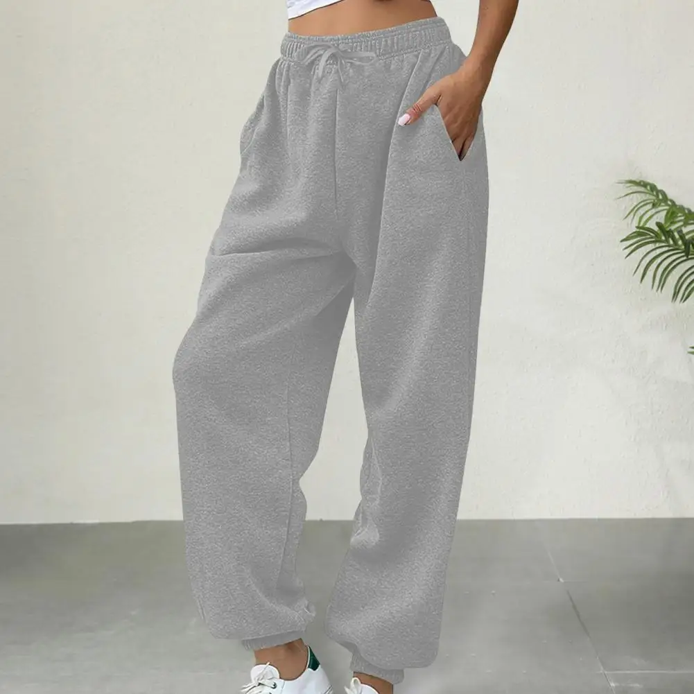 Comfortable Harem Pants Solid Color Design Sweatpants Comfortable Women's High Waist Sweatpants with Adjustable for Lounge