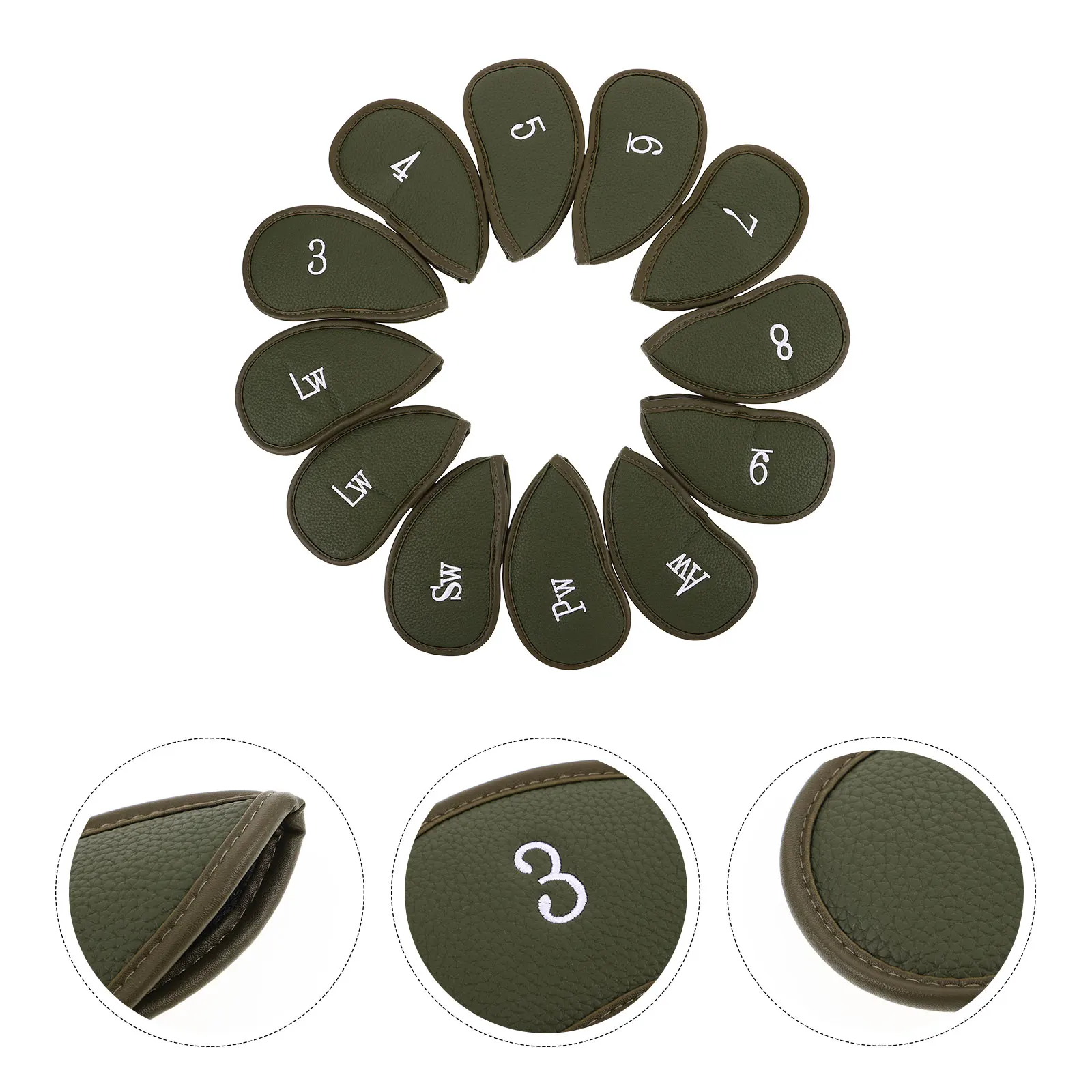 

12pcs Head Covers Faux Protective Reusable Iron Sleeves Golf Iron Sleeves For Clubs Waterproof PU Golf Covers