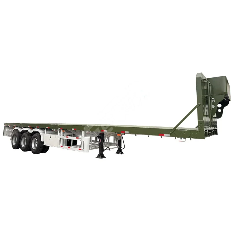 3 Achsen 20 Fuß 40 Fuß Flachbettanhänger mit Frontplattenbehälter Frachttransportwagen Anhänger Flachbett-Halbanhänger