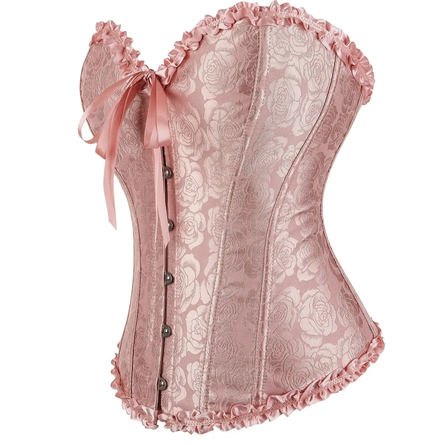 

Розовый корсет-бюстье с кружевом и шнуровкой в викторианском стиле, корсет-тренер для талии, свадебный костюм, женский корсет-жилет в стиле Ренессанс