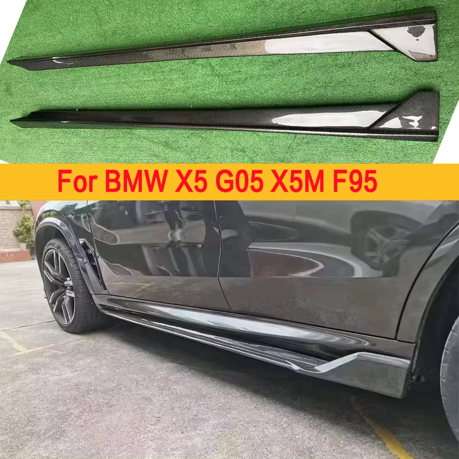 For BMW X5 G05 X5M F95 2019+ Carbon Fiber Side Skirts Side bumper Splitters Side skirt Cupwings Apron Side panel Car Accessories