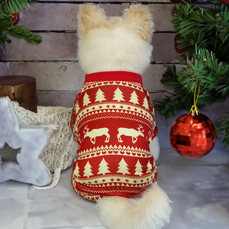 Christmas Winter Pets Dresses Dog Clothes Warm Cute Printed Skirt for Puppy Cat Dress Cotton Kitten Dog Pet Clothing Cat Costume