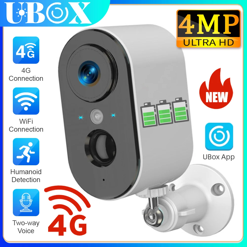 كاميرا Ubox الأمنية اللاسلكية في الهواء الطلق 2K تعمل بالبطارية PIR كشف الحركة كاميرا مراقبة واي فاي داخلية رؤية ليلية ملونة