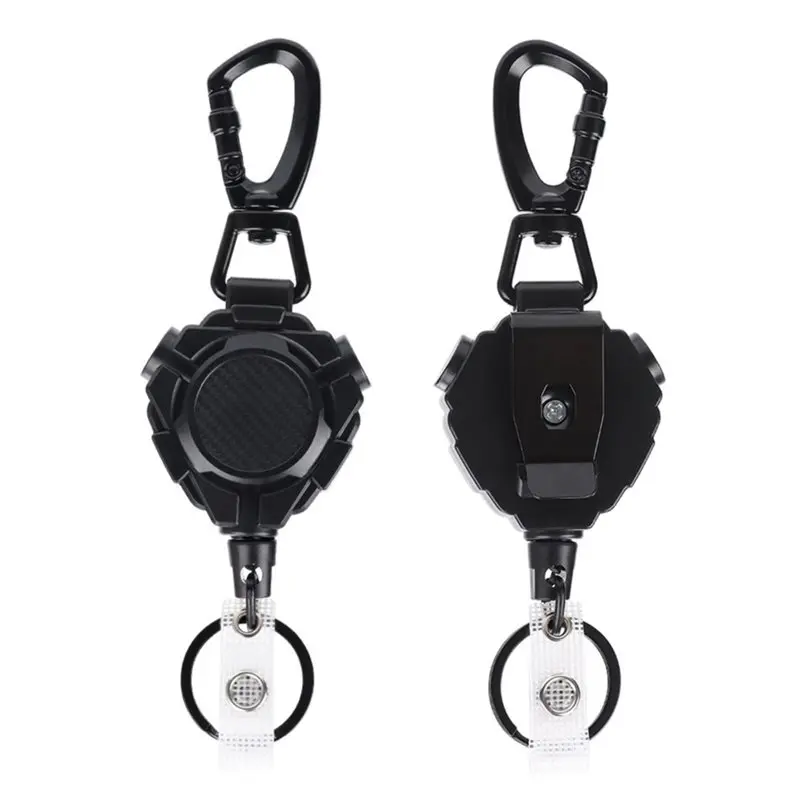 A53M-Retractable Badge Reel, Locking Carabiner & Rear Belt Clip, ID Badge & Key Holder