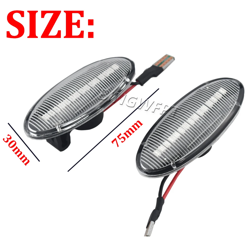 2x Car Dynamic Auto LED Side Marker Turn Signal Light for Nissan Qashqai J10, X-Trail T31, Cube, Juke, Leaf, Micra K13, Note E11