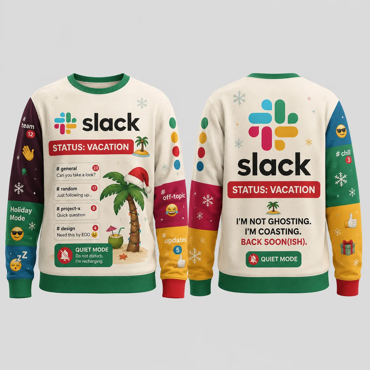Ugly Christmas Sweater Funny Slack Chat Theme Crewneck Sweatshirt 3D Printed Polyester Xmas Holiday Pullover Gift 2026