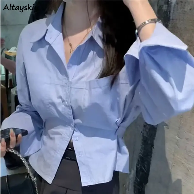 Shirts Women Spring New Office Ladies Unique Solid All-match Korean Style Casual Temperament Female Fashion Tender Streetwear