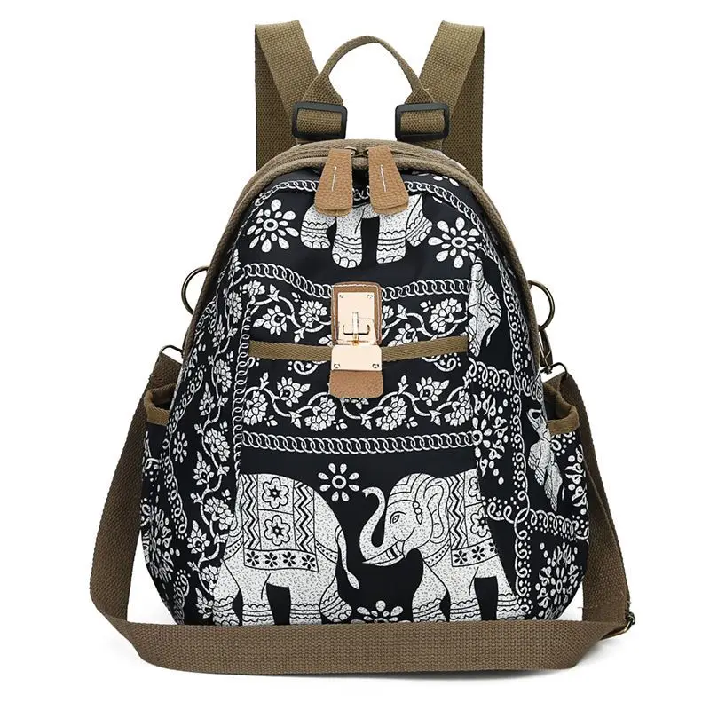 Large Capacity Women Backpack Multi-Purpose Printed Oxford Cloth Shoulder Bag Leisure Travel Bag Canvas Student Schoolbag