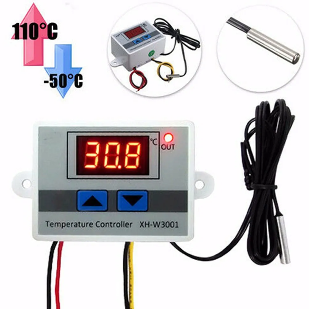 디지털 온도 컨트롤러, 온도조절기 제어 스위치, 프로브 포함, AC 220V, 1500W -50 ℃ ~ 110 ℃, LED 온도 디스플레이, 10A