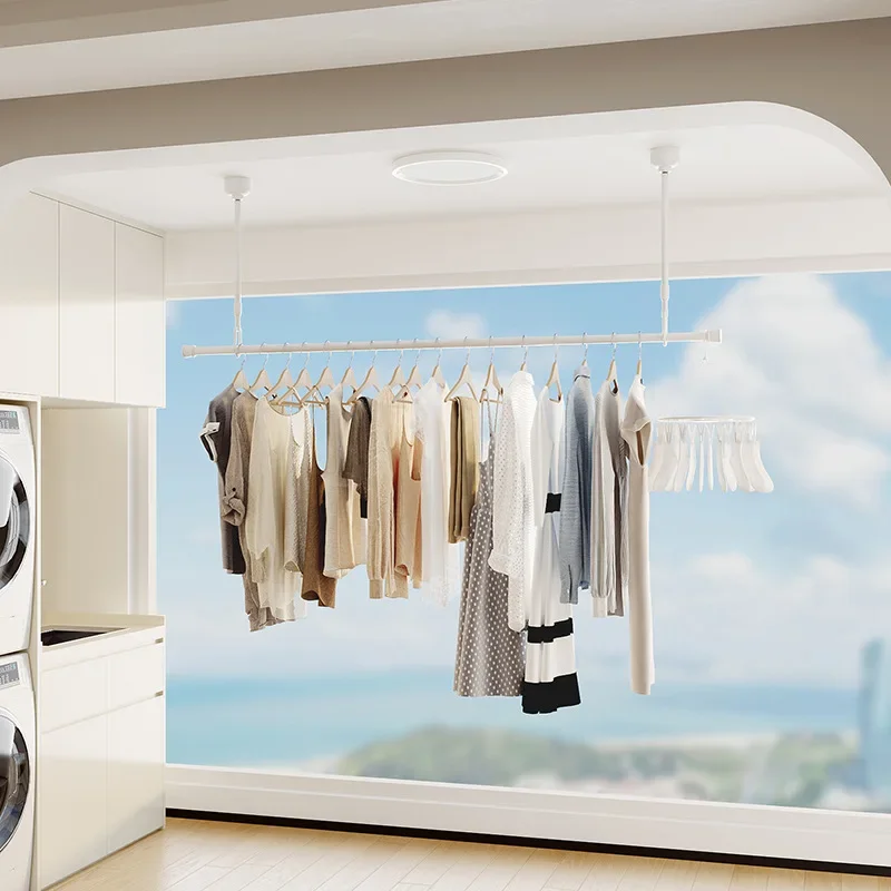 

Invisible, clothes drying rod, balcony, top mounted, fixed, single rod, lifting, telescopic