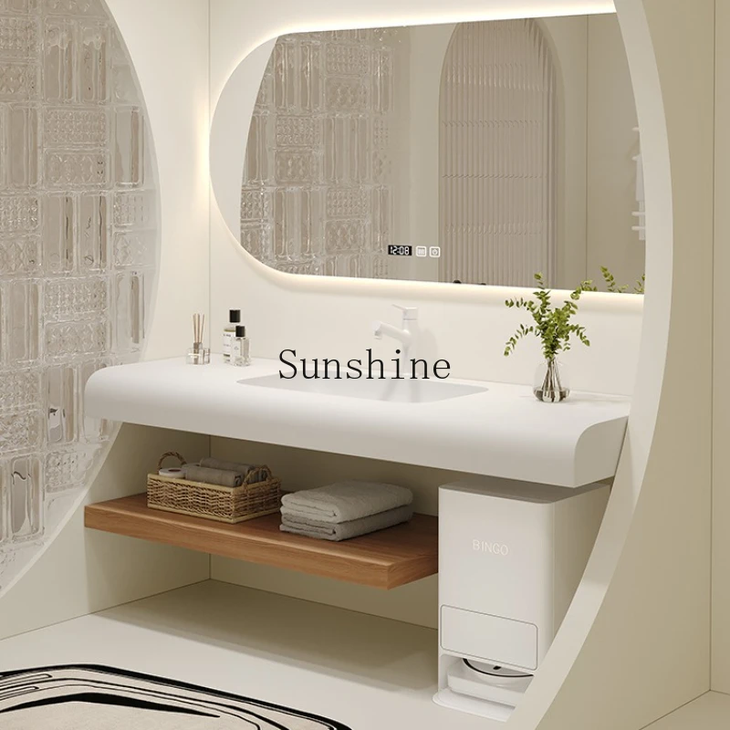 

Slate double-layer modern simple bathroom hand/face integrated basin cabinet combination