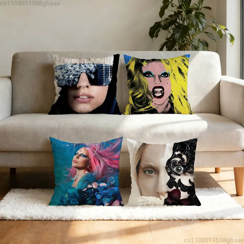 

L-Lady Gaga Pillow Case Anti-dustmite Pillowcase Invisible zipper silky short plush Sofa cushion cover