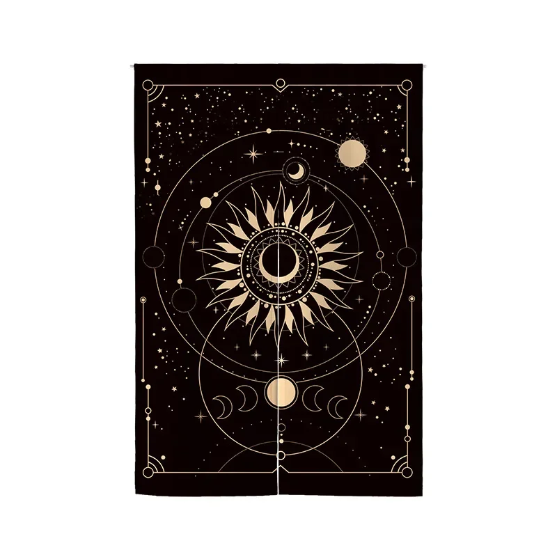 night sky changing room Curtain Privacy Partition Doorway Curtains Kitchen Entrance Noren Linen Hanging Half-curtain