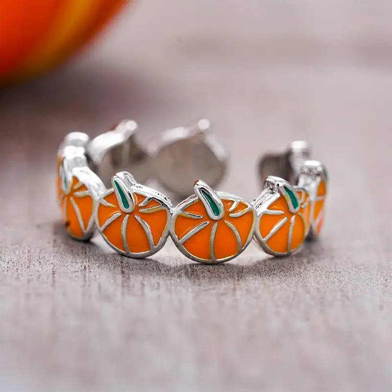 Bague ouverte Huitan Jack-o'-lantern pour femme, bijou fantaisie en émail pour Halloween, accessoire de mode charmant pour les fêtes