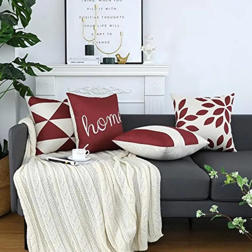 Red geometric modern decorative cushion cover for pillows living room sofa cushion cover 45x45 cm pillow case  home decor