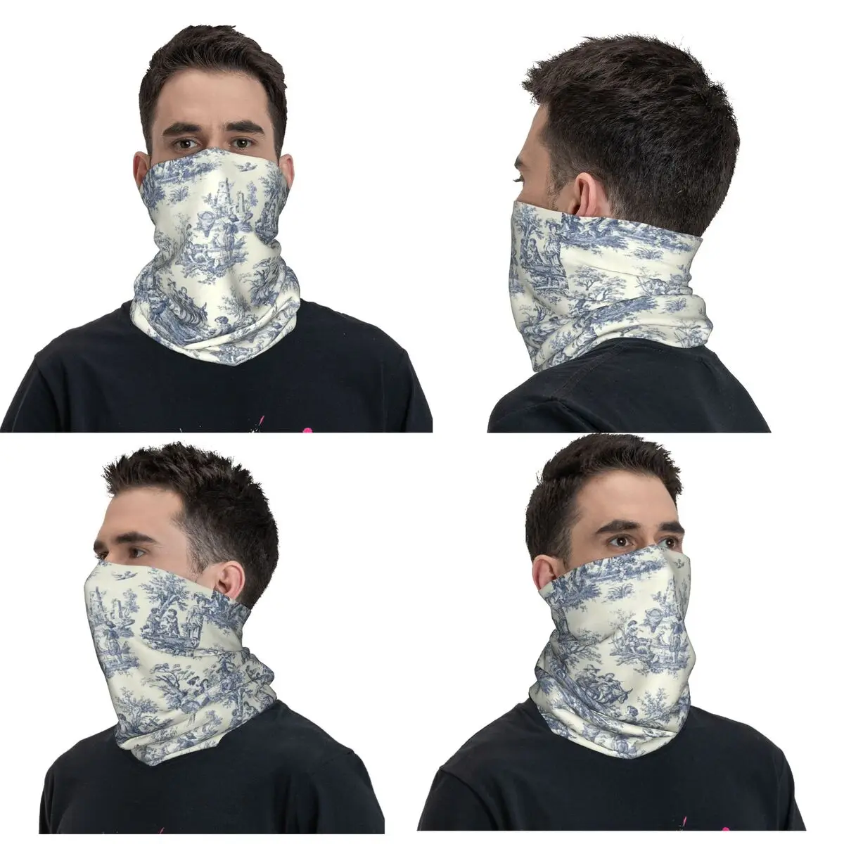 French Toile Picnic Designs Bandana Neck Cover Printed Mask Scarf Multi-use Balaclava Cycling Unisex Adult Breathable