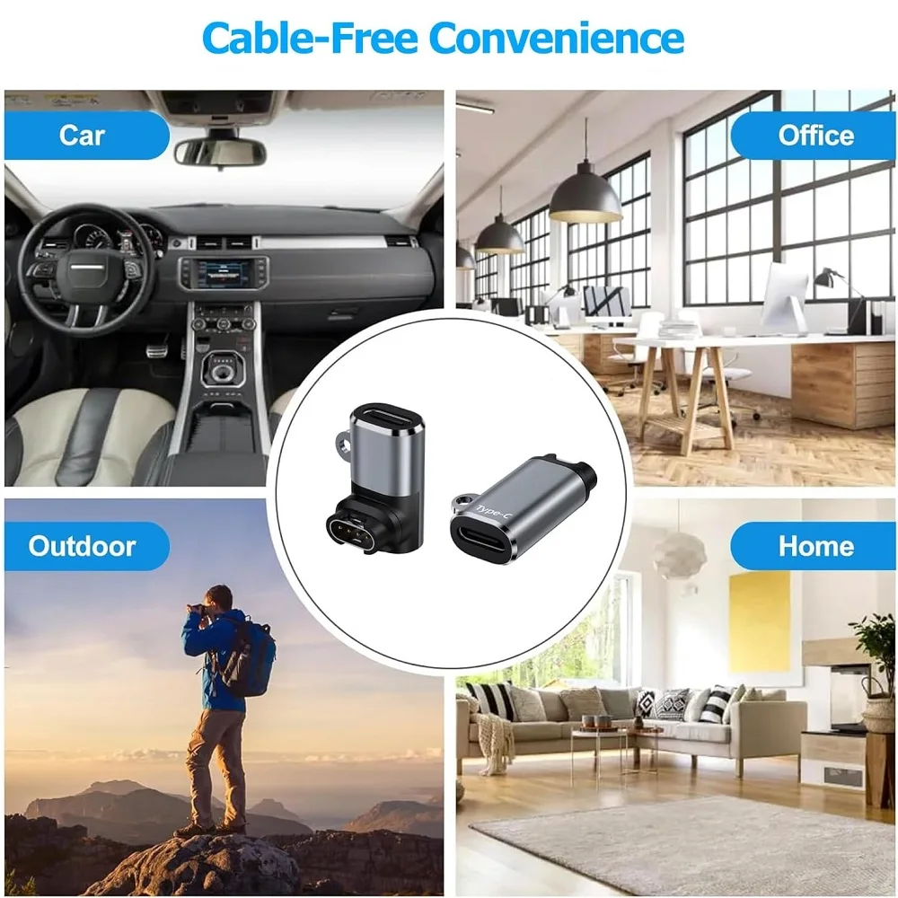 محول شاحن من النوع C لـ Garmin Epix Pro Fenix 8/7/6 Instinct 3/2s/2X Enduro 3/2 Approach S50 S70 Tactix 8/7 محول شحن