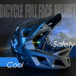 Full Face Mtb Men's Cycling Helmet Downhill Aero Female Bicycle Helmet Breathable Off-road Helmet Mountain Bike Accessories blue