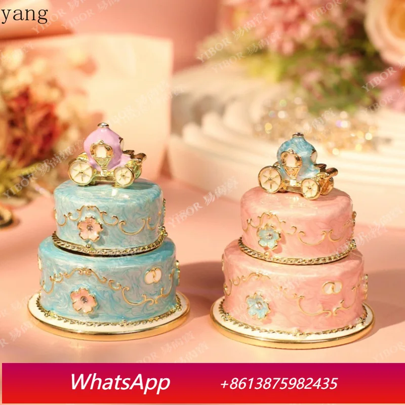 

CX metal enamel jewelry box double layer cake small ornament birthday gift wedding gift