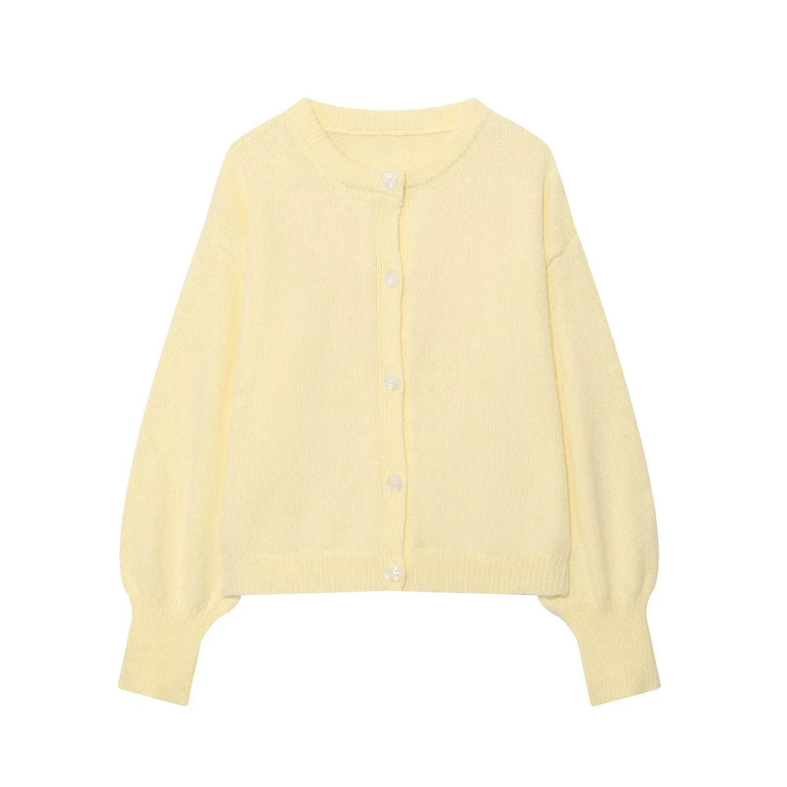 

Осень 2023. Женский вязаный желтый круглый открытый кардиган Ne Long Sve Jaet Sli. Универсальная уличная одежда. Легкий вес.