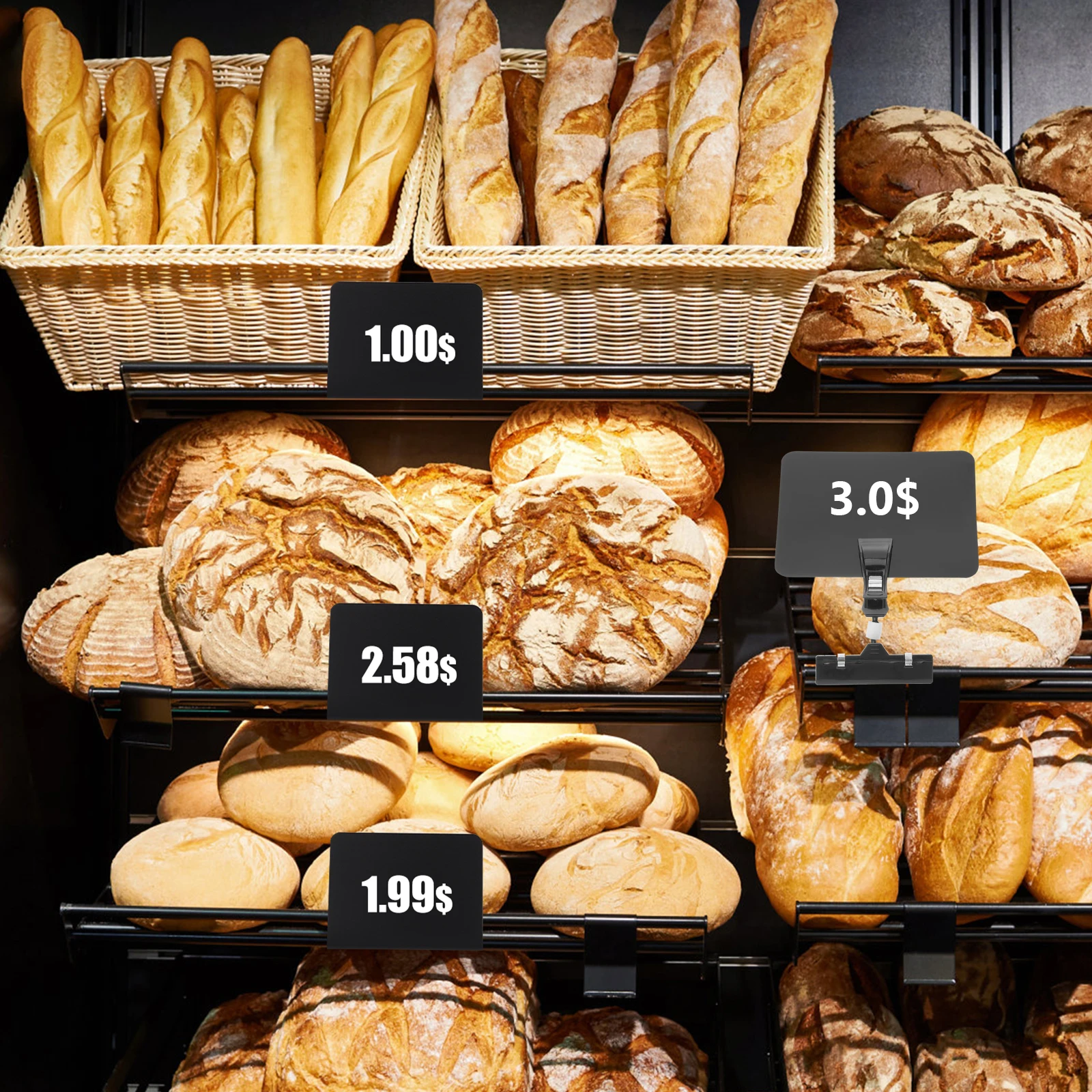 6Sets Clip on Waterproof Chalkboard Price Label Holders Plastic Reusable Signs for Supermarket Retail Store Food Labels