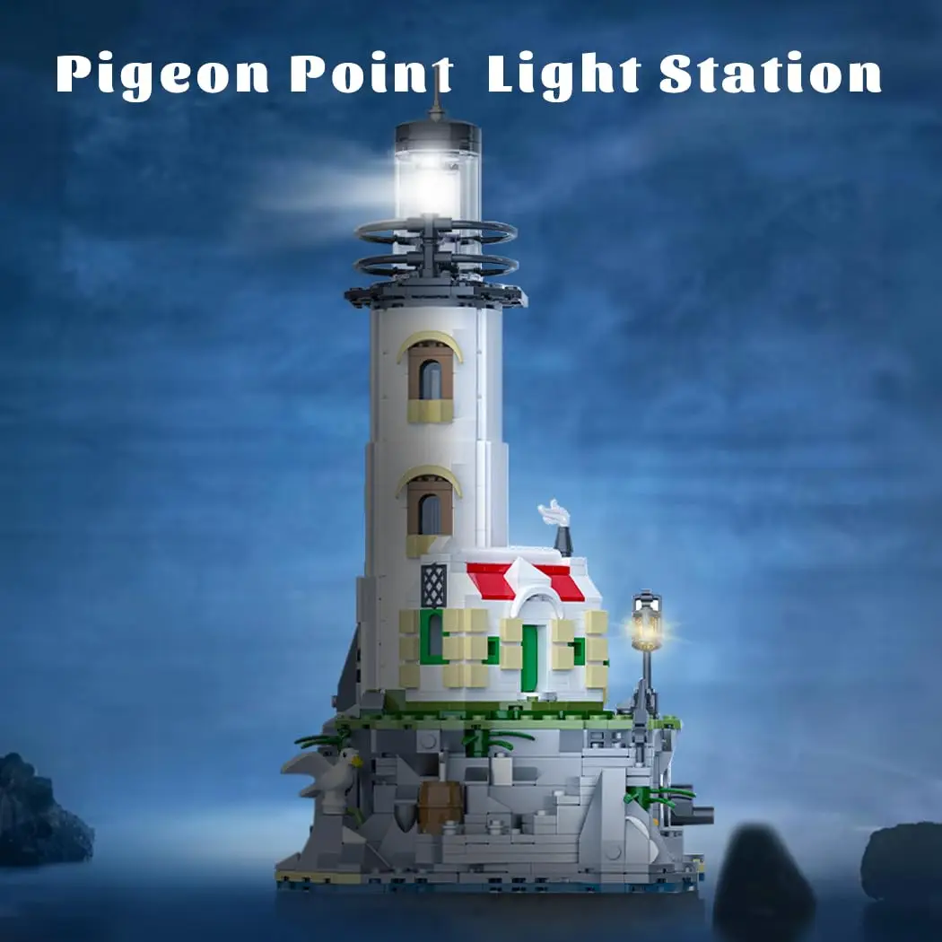 Lighthouse Architecture Building Set - Compatible with All Major Brands, STEM Gift Toy with Rotating Lighting Display Model Kit