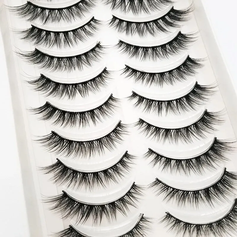 New 10 Pairs Eyelashes Makeup Soft Fluffy 3D Faux Mink False Eyelashes Natural Handmade Volume Mink Lashes Makeup Fake Lashes