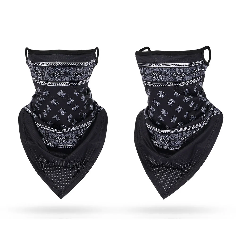 Multi-function Half Face Mask Black White Paisley Bandanna Outdoor Neck Gaiter Face Protective Breathable Tube Scarf Earloops