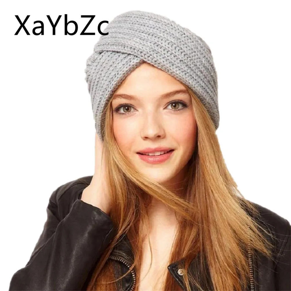 Women\'s Knitted Turban Hats Indian Muslim  Woolen Crossover  Bohemian  Caps