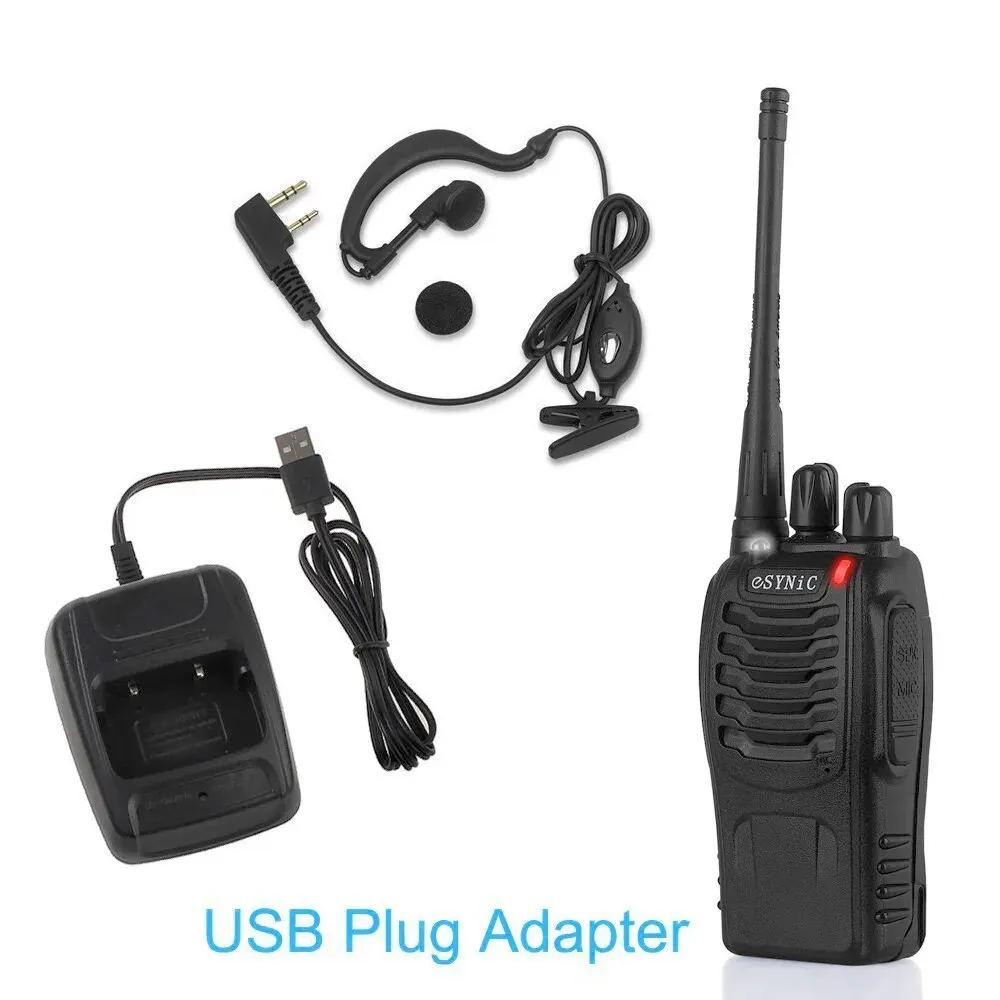 ESYNiC 2Pcs Walkie talkie portatile per adulti ricaricabile UHF 400-470MHZ 16CH Radio bidirezionale con auricolari originali per l'uso quotidiano