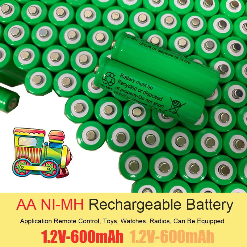 New AA NI-MH Rechargeable Battery 1.2V 600mAh Application Remote Control, Toys, Watches, Radios, Can Be Equipped