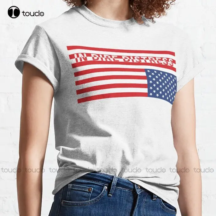 Upside Down Usa Flag: In Dire Distress Classic T-Shirt Abortion Ban Men Shirts Graphic Tees Funny Art Streetwear Cartoon Tee New