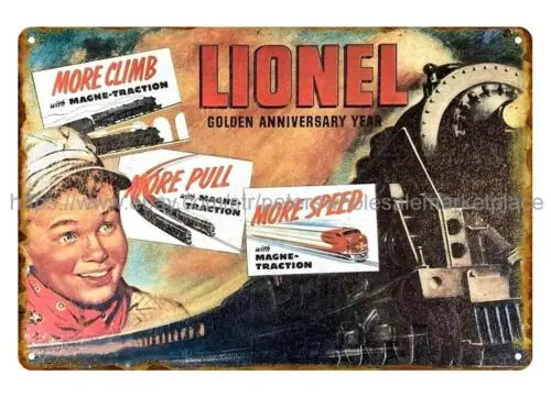 model train railway railroad track Lionel Golden Anniversary metal tin sign