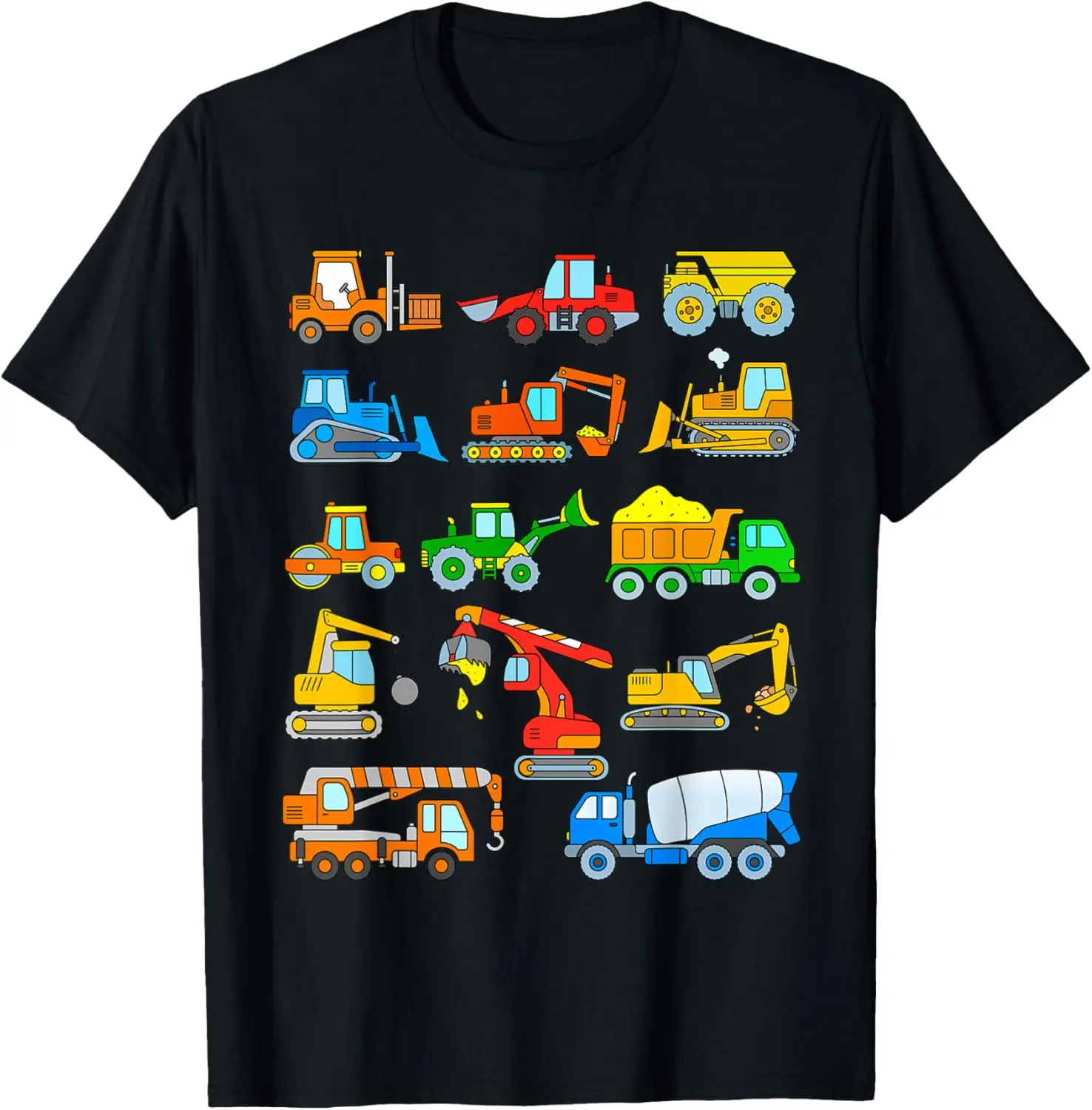 Construction Excavator For Boys Girls Men And Women T-Shirt 100% Cotton Trendy Y2K Short-Sleeve Tee-Soft, Quick-Drying,