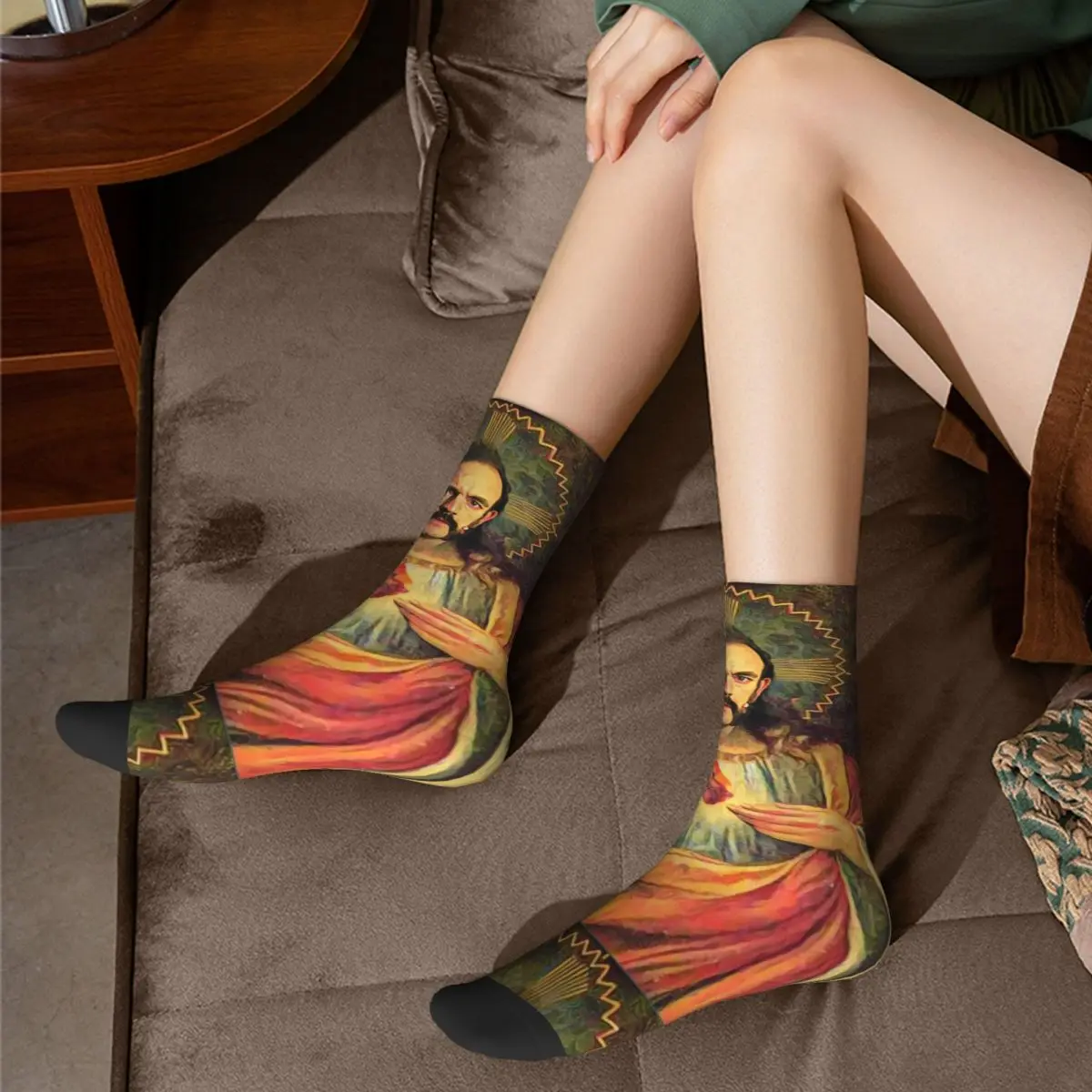 Men Saint Lemmy Socks Cotton Casual Jesus Socks Novelty Merch Middle TubeSocks Birthday Present