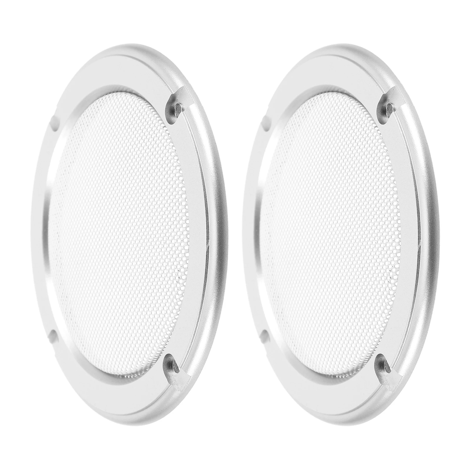 

2pcs 4 Inch Silver Circle White Iron Mesh Speaker Decorative Protective Grill Car Audio Stereo Accessories Material