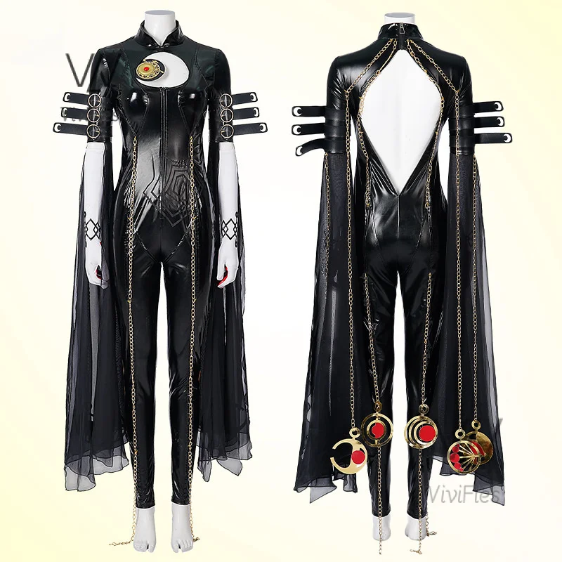 Game Bayonetta Cosplay Costume Wig Shoes Black PU Jumpsuit Adult Lady Like Woman sexy Outfits Halloween Carnival Party Suit For