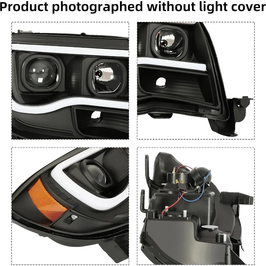 المصابيح الأمامية لجهاز الإسقاط LED لعام 2005-2011 تويوتا تاكوما مع تصميم شريط أنبوبي LED DRL متوافق مع مصابيح الهالوجين تتضمن سائق